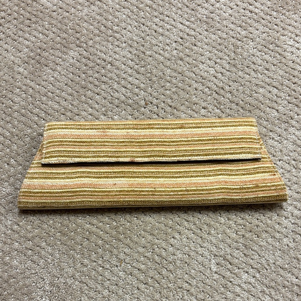 Chic Striped Tan and Pink Vintage Clutch